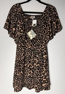 Baum und Pferdgarten Kleid Größe 6 Krepp gesmokt knielang Leopard Neu mit Etikett - Bild 1 von 7