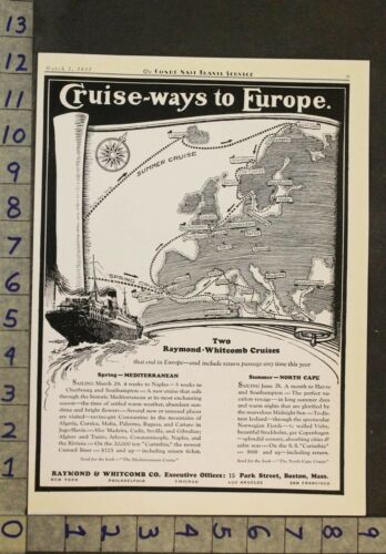1927 WHITCOMB EUROPE STEAMSHIP MEDITERRANEAN TRAVEL NAUTICAL CRUISE AD 25579