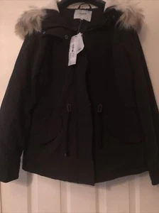 Woman Coat Parka New Size 10 Black - Picture 1 of 9