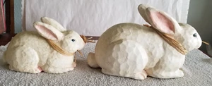 2 Pc. Crackle Finish Bunny Rabbits / Figures / Easter / Decoration / In Box - Picture 1 of 16
