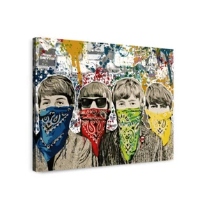 Banksy Canvas Print Street Art Framed Wall Art The Beatles Graffiti Banksy Art - Picture 1 of 5