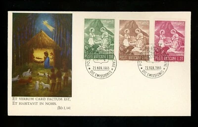 Postal History Vatican City FDC #420-422 Peru Peruvian Christmas Nativity 1965 - Image 1 of 2