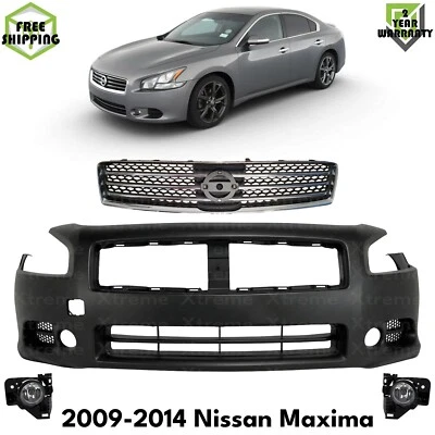 Front Bumper Cover Primed & Grille Assembly Kit For 2009-2014 Nissan Maxima Foto 1 de 4