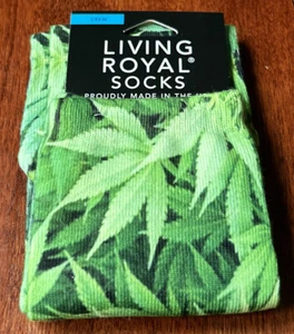 Living Royal Marijuana Leaf Crew Socks. - Picture 1 of 3