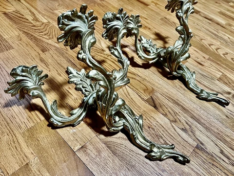 Antique pair of bronze wall sconces Louis XVI style candles outstanding large Cover