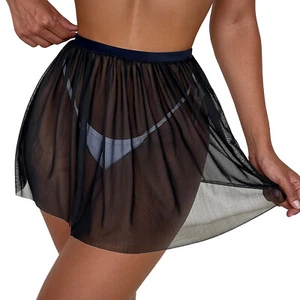 Maillot de bain taille haute pour femmes See Through Mesh Cover Up plage tulle solide - Photo 1/9