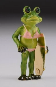Caja de baratijas Frog Surfs hecha a mano por Keren Kopal y cristales austriacos - Imagen 1 de 8