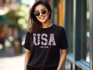 Floral USA Shirt, America Shirt, Fourth of July Shirt, 4th of July Tee, Patriotic - Bild 1 von 24