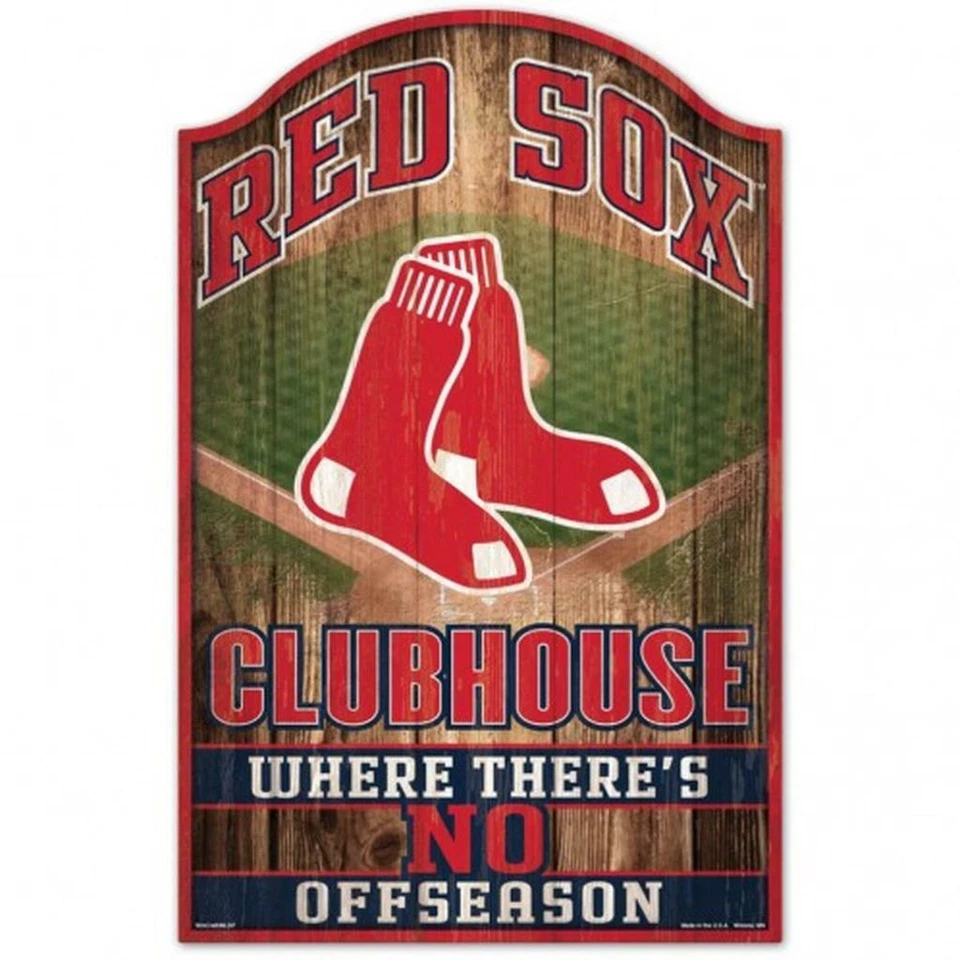 Boston Red Sox Fan Cave Design Wood Sign - 11" x 17" [NEW] MLB Wall Man - Image 1 of 1
