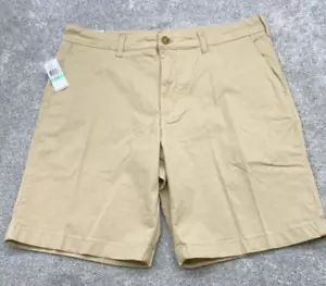 NWT Izod Saltwater Dockside Chino Shorts 34x9.5 Beige Classic Fit Stretch NEW - Picture 1 of 8