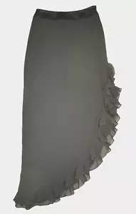 JS Collections Skirt Womens 4 Black Maxi Skirt Side Split Ruffle Asymmetric Goth - Picture 1 of 6