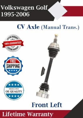 Eje delantero izquierdo CV para Volkswagen Golf 1995-2006 transmisión manual Garantía de por vida Foto 1 de 4