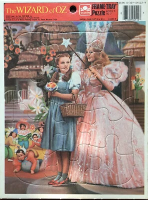 Rompecabezas bandeja marco The Wizard of OZ de colección 1988 11,5" x 14,5" Glinda Dorothy Toto Foto 1 de 4
