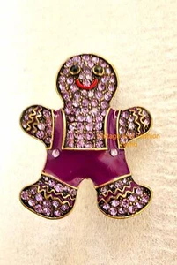 Last One Heidi Daus Pin Gingerly Gorgeous Gingerbread Boy Enamel Crystal Pin - Picture 1 of 5