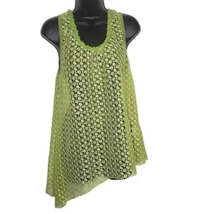 Adorn Fashion Women's Tank Top Green 1XL Swim Cover Sleeveless Asymmetric Hem - Picture 1 of 6