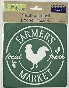 Crafter’s Square Farmer’s Market Local Fresh Chicken Leaf Circle Stencil  6x6in - Picture 1 of 3