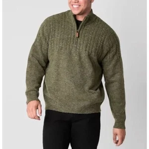 Maglione Frye and Co. finto collo quarto zip cavo maglia in verde scuro Nep 2XL $95 - Foto 1 di 6