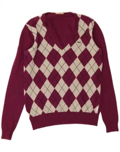 LACOSTE Womens V-Neck Jumper Sweater Size 40 Medium Burgundy CS04 - Picture 1 of 3