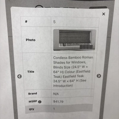 Persianas romanas inalámbricas de bambú para persianas de ventanas 24 1/2" de ancho × 64" de alto Eastfield teca Foto 1 de 2