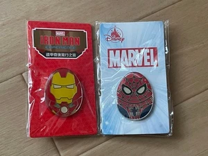 Hong Kong Disney Spider-Man Iron Man Pin Badge Set Rare Limited Edition Collecti - Picture 1 of 5