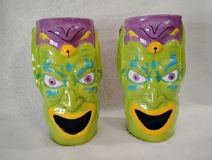 Vintage Cocobongos Tiki Mug Coco Bongos Green Goblin Devil Jester , Set Of 2 - Picture 1 of 14