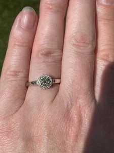 Green Diamond Sterling Silver Ring 0.15cts BNWT. Size P /Q (US 8) - Picture 1 of 9