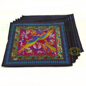 square 18"x18" Chinese Hmong Phenix Embroidery Canvas Cushion Cover/Pillow Case