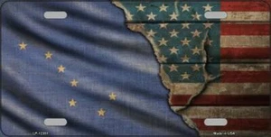 Alaska and US Flag Novelty Metal License Plate Tag - Picture 1 of 2
