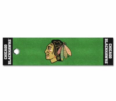 NHL - Chicago Blackhawks Putting Green Mat Hockey Team Logo 18" x 72" - Image 1 of 4