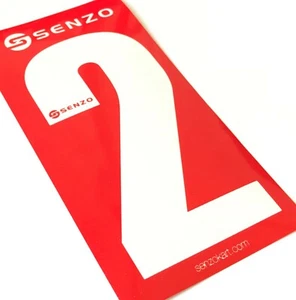 4er Set Senzo White Race Number 2 Red Background | Rotax TKM Kart | MSA Legal - Bild 1 von 1