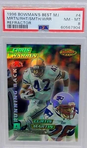 1996 Bowman's Best Mirror Image Refractor Emmitt Smith Errict Rhett #4 PSA 8 HOF - Foto 1 di 2