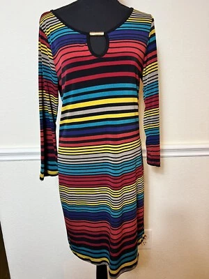 Impressions dress size Large striped multicolor pockets lined - Imagem 1 de 4