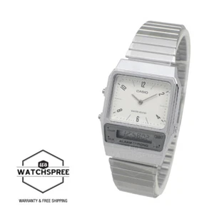Casio Vintage Style Dual Time Stainless Steel Band Watch AQ800E-7A2 AQ-800E-7A2 - Picture 1 of 1