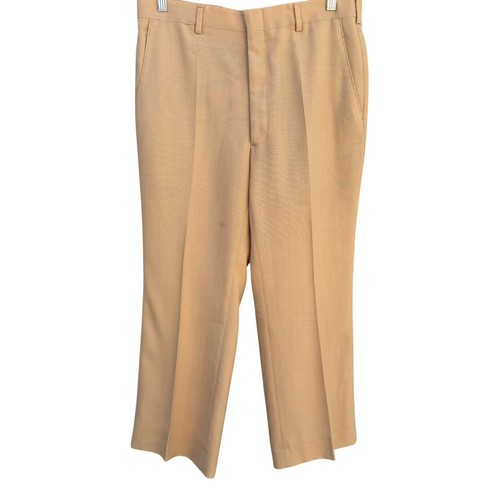 Christian Dior Paris Vintage Uomo Beige Lino Abito Casual Piatto Fronte Pantaloni 33