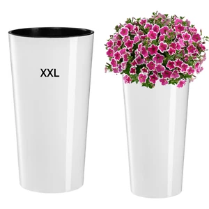 Blumenkübel Hochglanz Rund Blumentopf Übertopf Pflanzkübel XXL (H:75cm) weiß - Bild 1 von 7