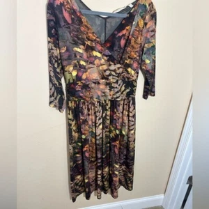 Soft Environment Kleid Jersey Strick Herbst Print Midi Länge geraffte Taille Gr. S - Bild 1 von 5