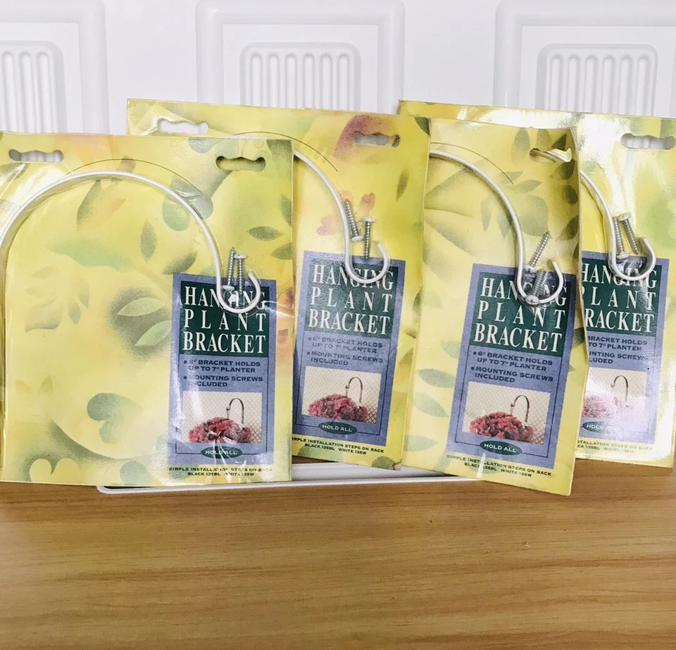 Lote de 4 Suportes de Plantas Suspensos de Metal Branco com Hardware, Plantadeiras de 7”, AmerTac - Imagem 1 de 4