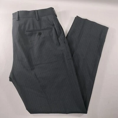 Pantalones de vestir negros a rayas de pierna recta Caruso para hombre talla 34x30 Foto 1 de 4