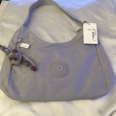 Bolso de Hombro Kipling Isidora Nylon Paloma Gris + Llavero Mono Nuevo con Etiquetas Foto 1 de 4