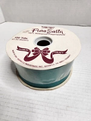 Vintage Flora Satin Ribbon Hunter Green Wedding Decor Craft Supply Fabric 2¾ 100 - Image 1 of 4