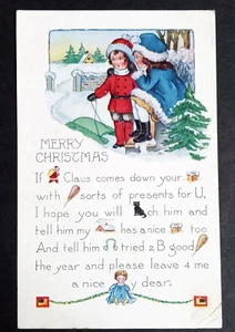 Tarjeta postal en relieve de trineo de Feliz Navidad para niños de la década de 1920 hecha por Whitney - Imagen 1 de 2