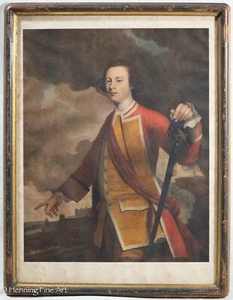 Hermoso retrato militar antiguo de oficial británico con espada en el campo de batalla - Imagen 1 de 7