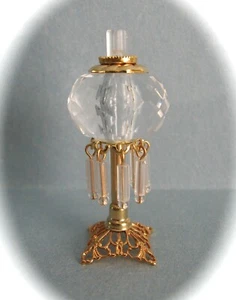 dollhouse doll house miniature ELECTRIC VICTORIAN TABLE LAMP CRYSTAL CLEAR - Picture 1 of 1