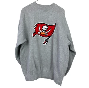 NFL Tampa Bay Buccaneers Gray Red Pirate Flag Sweatshirt Mens Large - Picture 1 of 6