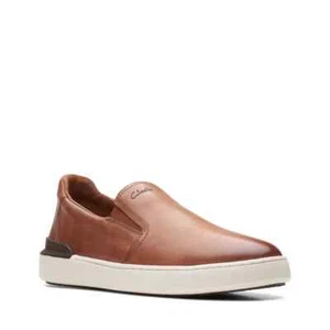 Clarks Herren Courtlite Slipper Turnschuhe Hellbraun Leder 11 Medium - Bild 1 von 4