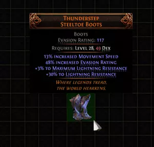 đź’ĄPath Of Exile 2đź’ĄDawn Of The Huntđź’ĄBootsđź’ĄThunderstep Steeltoe Boots - Picture 1 of 1