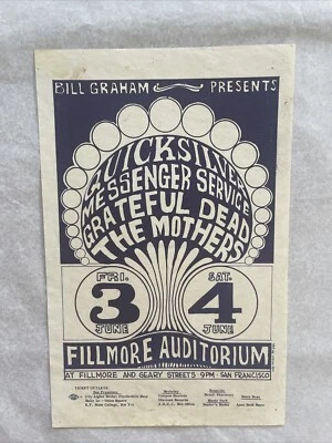 1966 BG-9 Grateful Dead, Mercurio, Madres de la Invención, Folleto Fillmore Foto 1 de 4