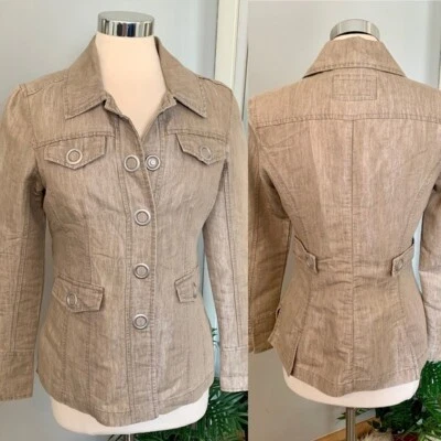 Jaqueta jeans feminina dourada bronzeada rebite tamanho P - Imagem 1 de 4