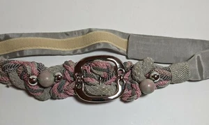 Vintage Carolyn Tanner Adjust. Belt Gray Pink Woven Cord. Silver 36" PreOwned - Picture 1 of 7