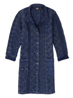 RRL Ralph Lauren Acolchado Algodón Índigo Jersey Plumero Abrigo Chaqueta - Talla 3 (M) Foto 1 de 4